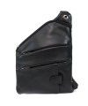 Black leather men's zip crossbody bag 216-1574-60