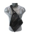 Black leather men's zip crossbody bag 216-1574-60