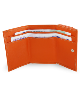 Orangfarbenes Mini-Portemonnaie aus Leder für Damen 511-4392A-84