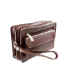 Brown leather two-zip etui 611-1080-40