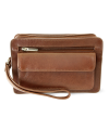 Brown leather two-zip etui 611-1080-40