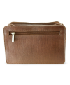 Brown leather two-zip etui 611-1080-40