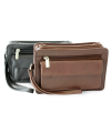 Brown leather two-zip etui 611-1080-40