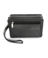 Black leather two-zip etui 611-1080-60