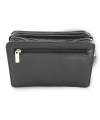 Black leather two-zip etui 611-1080-60