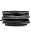 Schwarzes Lederetui mit zwei Reißverschlüssen 611-1080-60