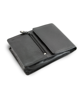 Black leather document case with strap 611-6108-60