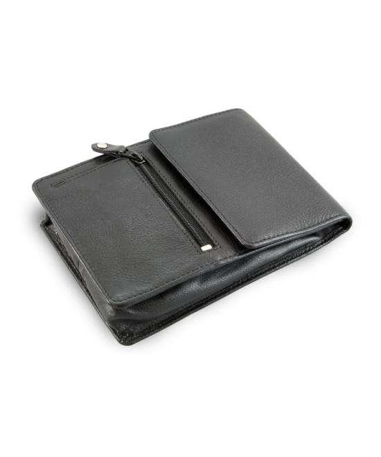 Black leather document case with strap 611-6108-60