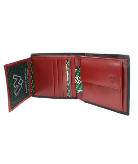 Red and black men's leather wallet 513-1321-60/31