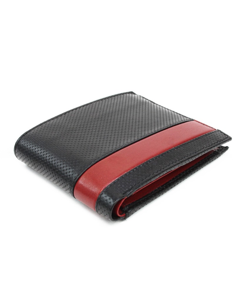 Red and black men's leather wallet 513-1321-60/31