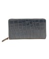 Dark blue crocodile women's leather zip wallet 511-1306-97