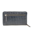 Dark blue crocodile women's leather zip wallet 511-1306-97