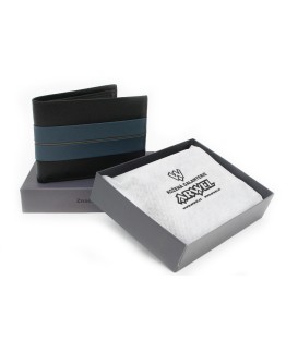 Blau-schwarzes Herrenportemonnaie aus Leder 513-1331-60/97