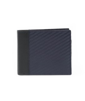 Schwarz-blaues Herrenportemonnaie aus Leder 513-4705-97/60