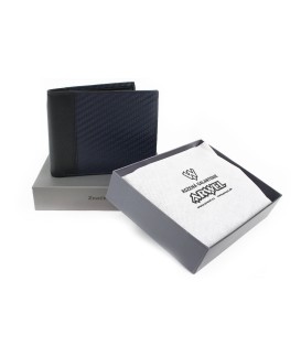 Schwarz-blaues Herrenportemonnaie aus Leder 513-4705-97/60