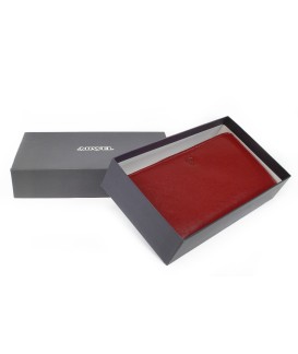 Red women's leather zipper wallet 511-3559-31