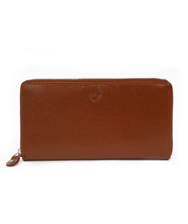 Cognac women's leather zipper wallet 511-3559-05