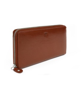 Cognac women's leather zipper wallet 511-3559-05