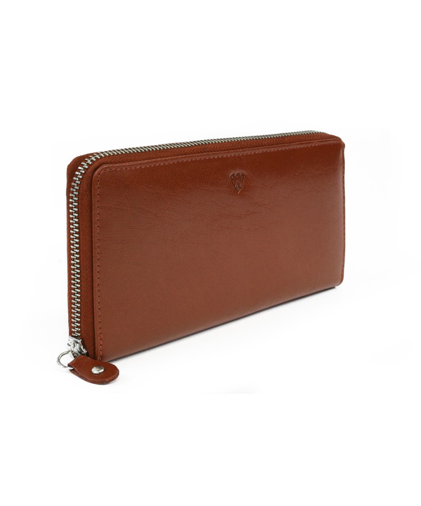 Cognac women's leather zipper wallet 511-3559-05