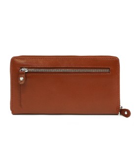 Cognac women's leather zipper wallet 511-3559-05