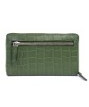 Dark green croco women's leather zip wallet 511-1306-55