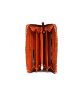 Orange crocodile women's leather zip-around wallet 511-1306-84