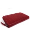 Dark red croco women's leather zip wallet 511-1306-31