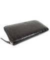 Dark brown crocodile women's leather zip-around wallet 511-1306-47