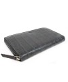 Dark gray croco women's leather zip wallet 511-1306-20