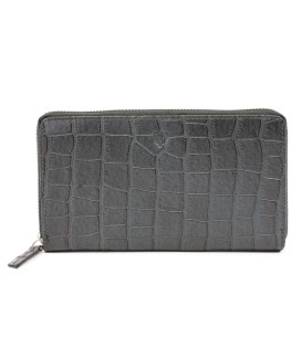 Dark gray croco women's leather zip wallet 511-1306-20