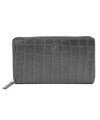 Dark gray croco women's leather zip wallet 511-1306-20