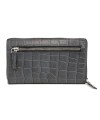 Dark gray croco women's leather zip wallet 511-1306-20