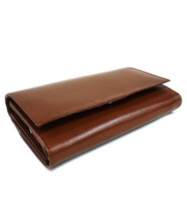 Brown women's leather flap wallet 511-2121-05