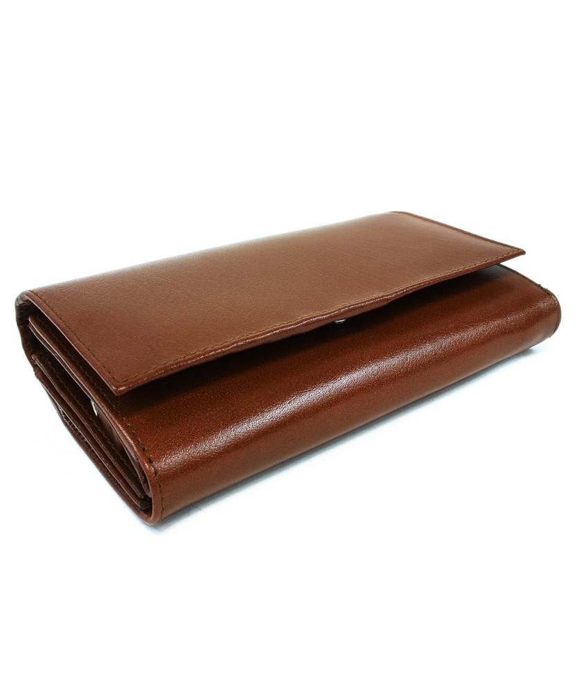 Brown women's leather flap wallet 511-2121-05