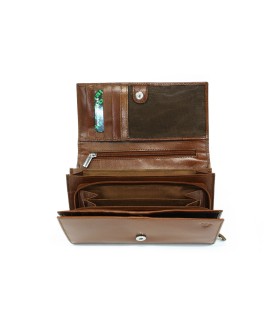 Brown women's leather flap wallet 511-2121-05