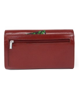 Dark red women's leather flap wallet 511-2121-31