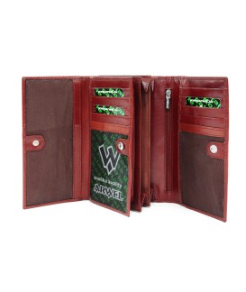 Dark red women's leather flap wallet 511-2121-31