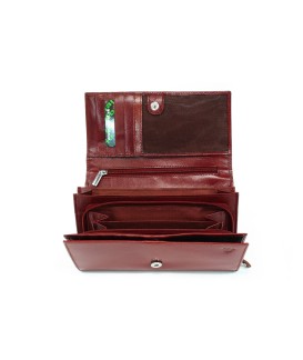 Dark red women's leather flap wallet 511-2121-31