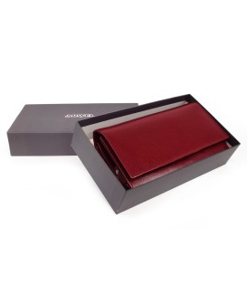 Dark red women's leather flap wallet 511-2121-31