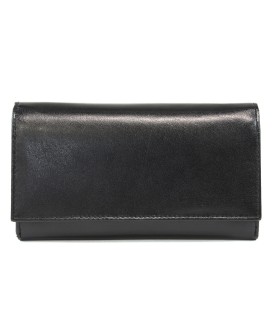 Schwarzes Damen Leder Portemonnaie mit Klappe 511-2121-60