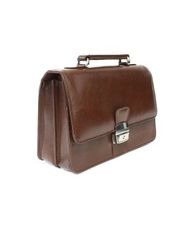 Brown men's leather document case with handle 611-2411A-40