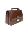 Brown men's leather document case with handle 611-2411A-40