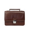 Brown men's leather document case with handle 611-2411A-40