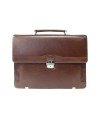 Brown leather briefcase with four inner compartments 112-6002-40