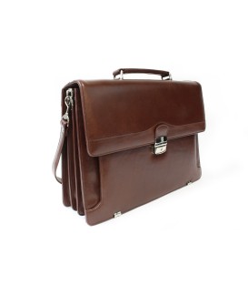 Brown leather briefcase with four inner compartments 112-6002-40