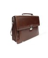 Brown leather briefcase with four inner compartments 112-6002-40