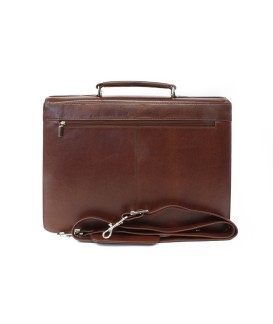 Brown leather briefcase with four inner compartments 112-6002-40