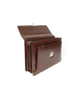 Brown leather briefcase with four inner compartments 112-6002-40