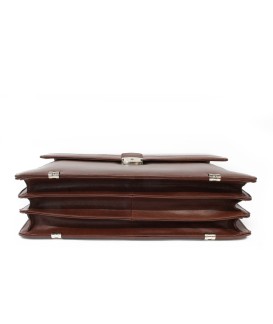 Brown leather briefcase with four inner compartments 112-6002-40