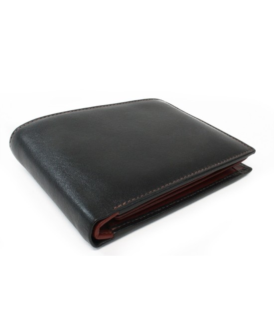 Black-brown men's leather wallet with internal clasp 513-4404A-60/44